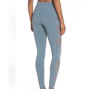 Alo Yoga Leggings Womens XS Runway Blue Grey Side Mesh Full Length Gym Workout